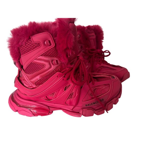 BALENCIAGA Men’s Red Fur Lined Track Hime Boots Size 9 - Picture 1 of 9